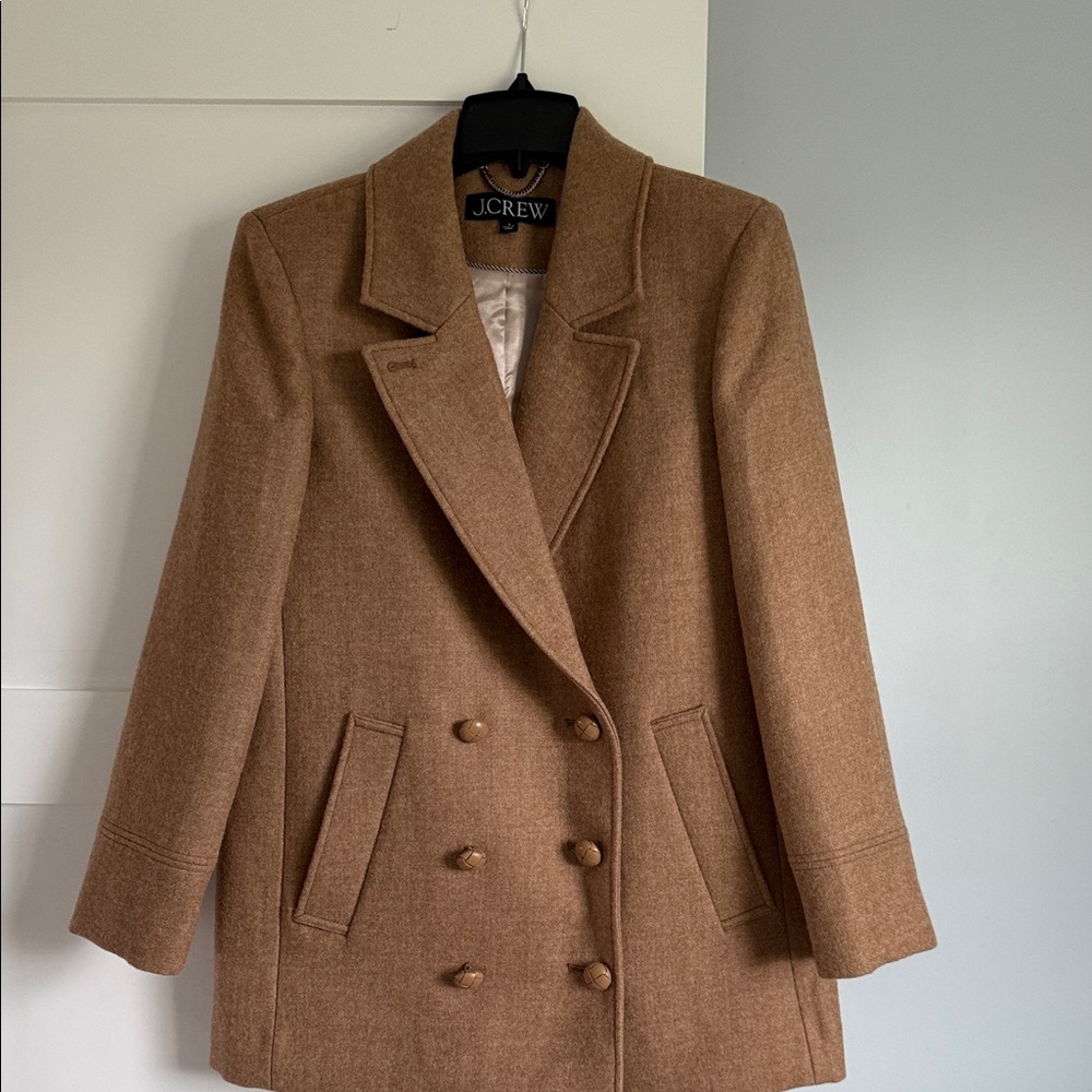 J. Crew Double-Breasted Tan Wool Peacoat